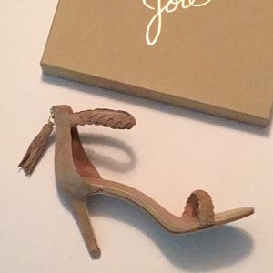Buff colored suede high heels by Joie.